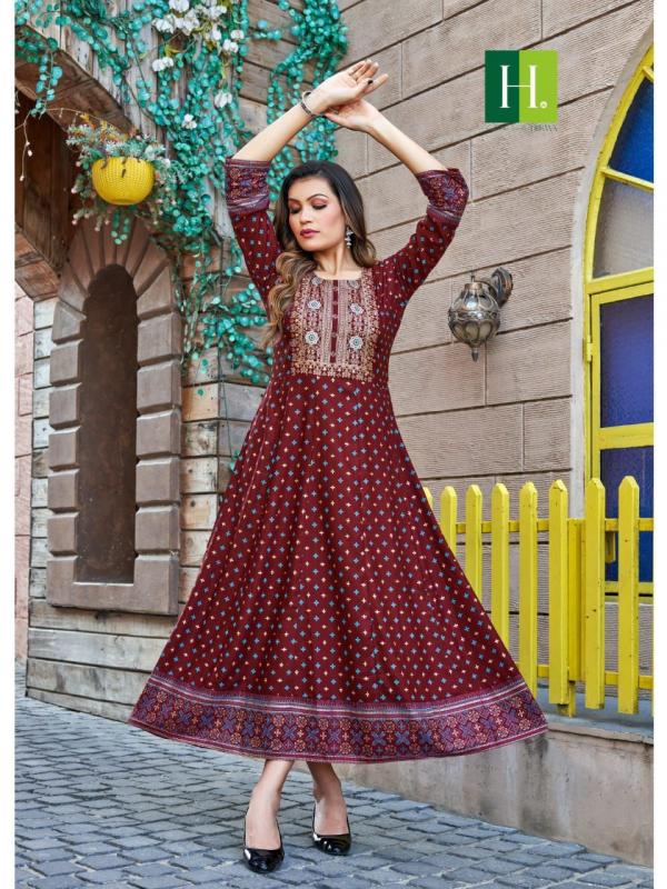 Hirwa Samantha Vol 4 Ethnic Long Rayon Anaraklai Kurti Collection